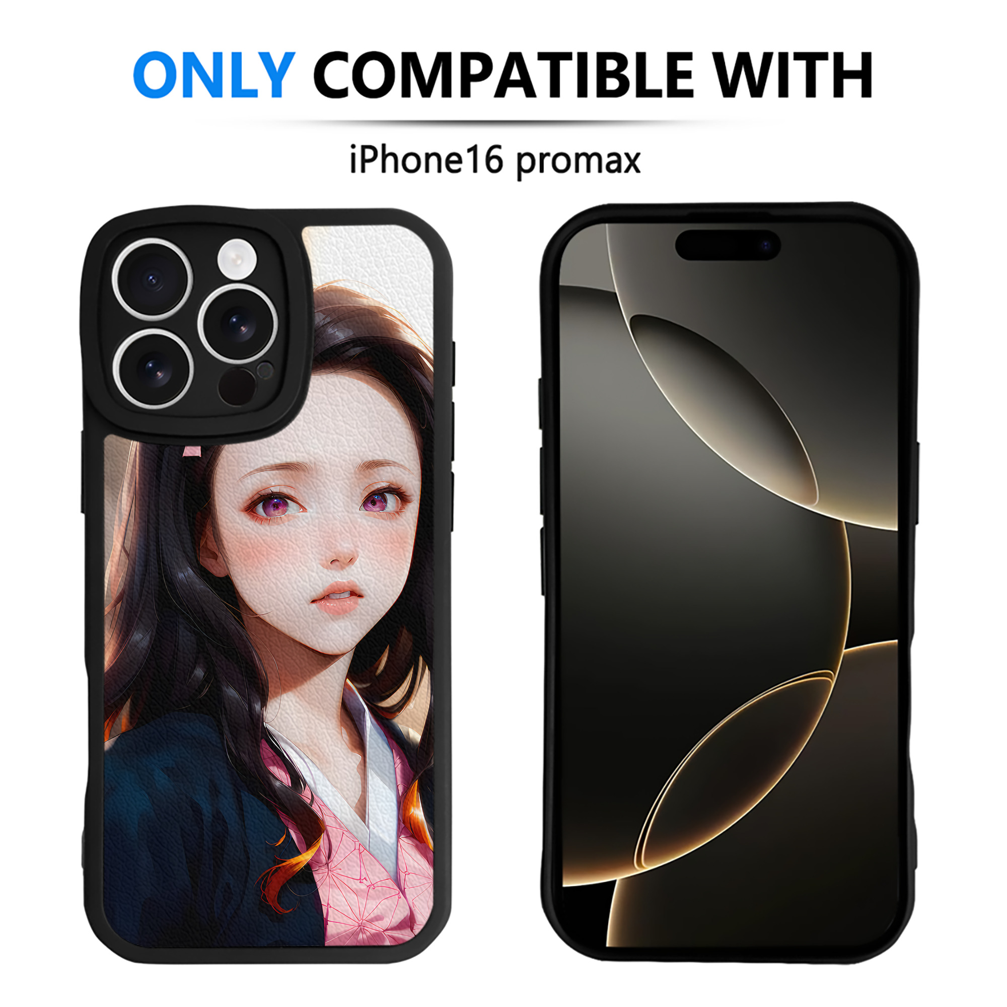 （画像用） 鬼滅の刃（きめつのやいば）竈門 禰󠄀豆子／かまど ねずこ Kamado Nezuko 【iPhone 16シリーズ対応】シリコンスマホケース（レザー調） 材質：シリコン